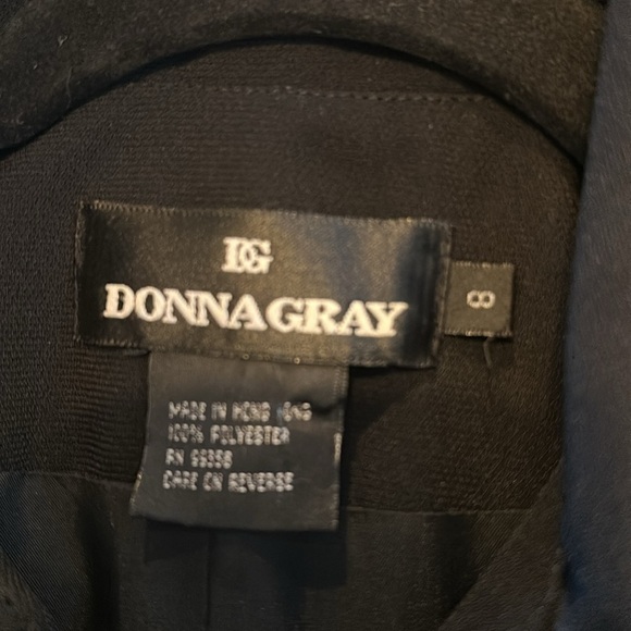 Donna Gray Black Long Line Front Zip Double Pockets Blazer Jacket Size 8 - Picture 9 of 10